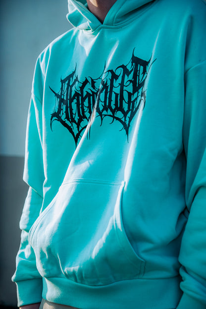 Oversize Beryl Blue Logo Hoodie