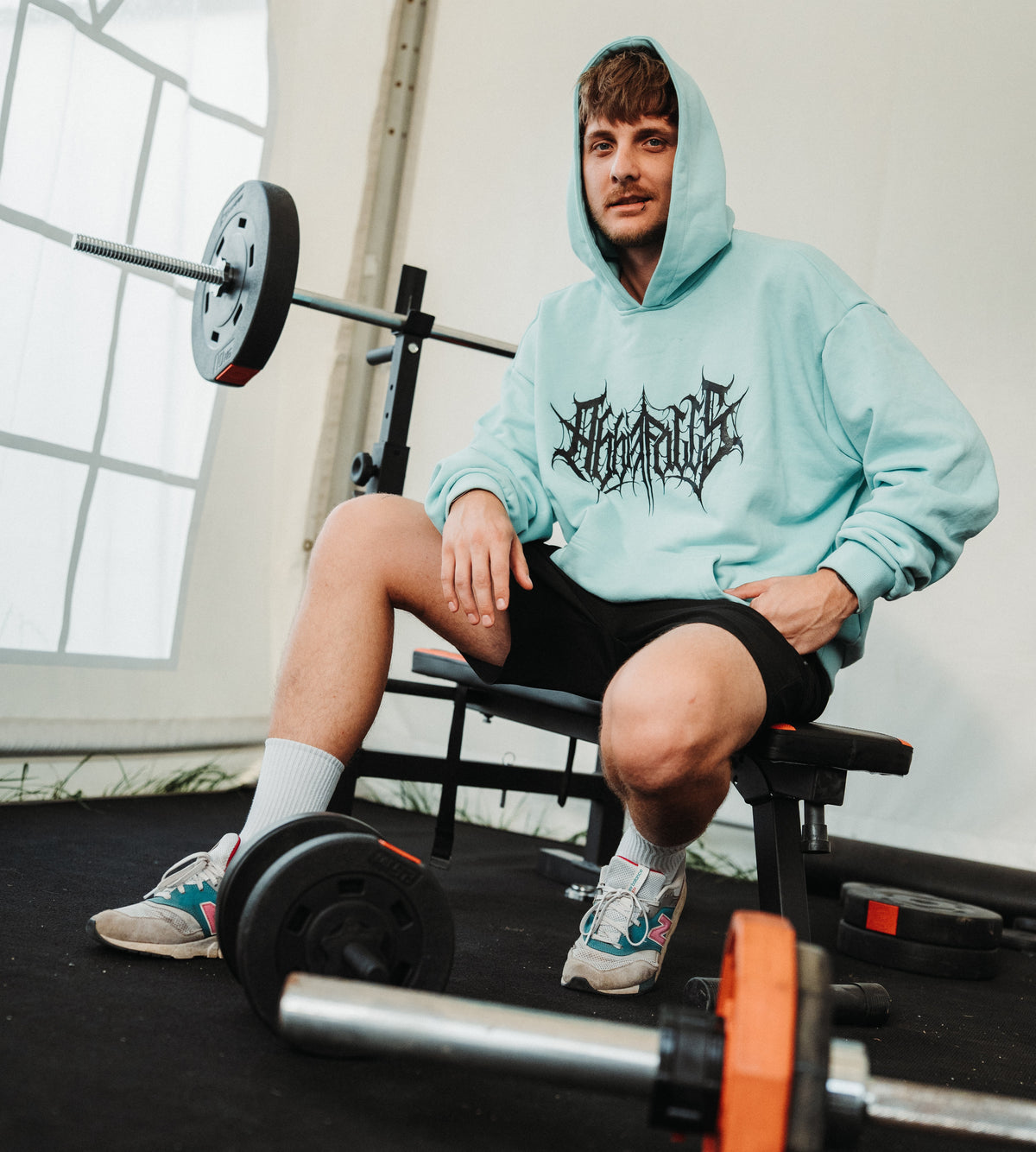 Oversize Beryl Blue Logo Hoodie – Abbie Falls band