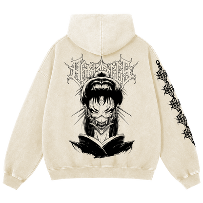 HEAVY "Fluffy" White Sand Geisha hoodie